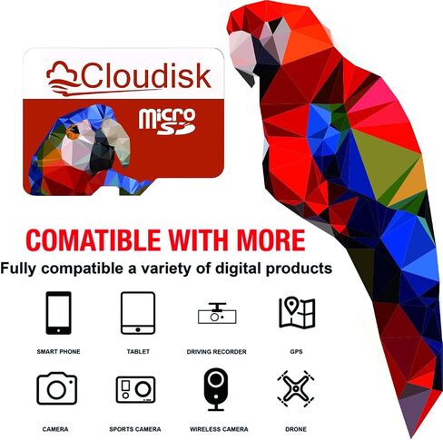 Pack of 5 Parrot-Prime Micro SD Card 1GB Flash Memory Card C4 with SD Adapter, Card Reader (1GB) in Saudi Arabia