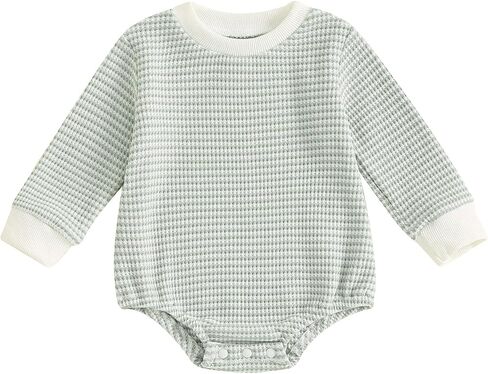 VISGOGO Unisex Baby Boy Girl Romper Waffle Newborn Infant Onesie Clothes Long Sleeve Bubble Oversized Romper Bodysuit Top in Saudi Arabia