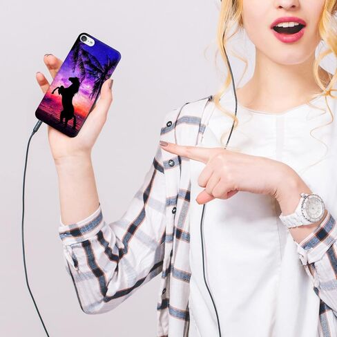 Glisten - iPod Touch 7th / 6th / 5th Generation Case - Horse Plam Beach Sunset Printed Slim & Cute Plastic Hard Snap on Protective Designer Back Case/Cover for iPod Touch 7/6 / 5. White in Kuwait