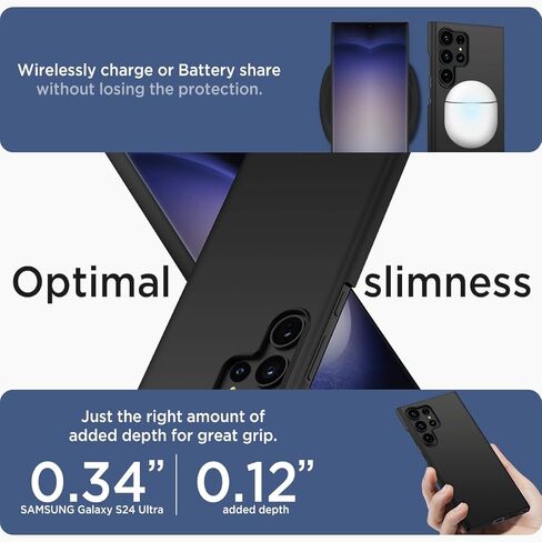 حافظة Miimall رفيعة مناسبة لهاتف Samsung Galaxy S24 Ultra، حافظة هاتف S24 Ultra مع لمسة نهائية ناعمة غير لامعة، حافظة صلبة مضادة للخدش وبصمات الأصابع ومضادة للصدمات لهاتف Galaxy S24 Ultra 2024، أسود in Saudi Arabia