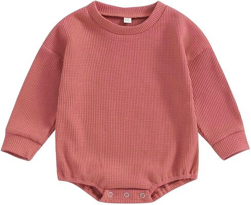 VISGOGO Unisex Baby Boy Girl Romper Waffle Newborn Infant Onesie Clothes Long Sleeve Bubble Oversized Romper Bodysuit Top in Saudi Arabia