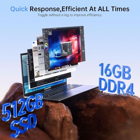 كمبيوتر محمول ACEMAGIC بشاشة FHD مقاس 17.3 بوصة، كمبيوتر محمول ممتاز مع معالج N97 (يصل إلى 3.6 جيجا هرتز) وذاكرة وصول عشوائي 16 جيجا بايت وذاكرة قراءة فقط 512 جيجا بايت، كمبيوتر محمول للأعمال، بطارية 6000 مللي أمبير في الساعة، خفيف ورقيق، هيكل معدني، كامي in Kuwait