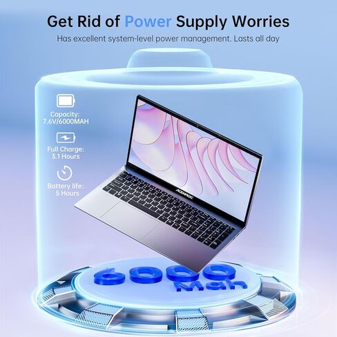 كمبيوتر محمول ACEMAGIC بشاشة FHD مقاس 17.3 بوصة، كمبيوتر محمول ممتاز مع معالج N97 (يصل إلى 3.6 جيجا هرتز) وذاكرة وصول عشوائي 16 جيجا بايت وذاكرة قراءة فقط 512 جيجا بايت، كمبيوتر محمول للأعمال، بطارية 6000 مللي أمبير في الساعة، خفيف ورقيق، هيكل معدني، كامي in Kuwait