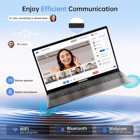 كمبيوتر محمول ACEMAGIC بشاشة FHD مقاس 17.3 بوصة، كمبيوتر محمول ممتاز مع معالج N97 (يصل إلى 3.6 جيجا هرتز) وذاكرة وصول عشوائي 16 جيجا بايت وذاكرة قراءة فقط 512 جيجا بايت، كمبيوتر محمول للأعمال، بطارية 6000 مللي أمبير في الساعة، خفيف ورقيق، هيكل معدني، كامي in Kuwait