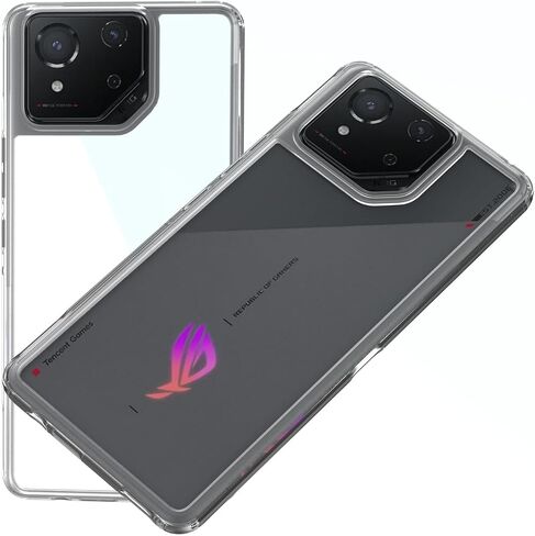 for Asus ROG Phone 8 Case Transparent Back, ASUS ROG Phone 8 Pro Case Clear Anti-Scratch Anti-Fingerprint Hard PC Back with Anti-Slip TPU Bumper | Heavy Duty Strong Rugged Protective -Black in Saudi Arabia