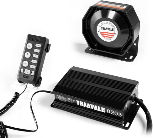 Car Police Siren,6203 Amplifier & Metal Ultra Slime Speaker,DC12V 100W Multi-Tones Handheld Remote Control with Mic Loudspeaker Emergency Electronic PA System in Saudi Arabia