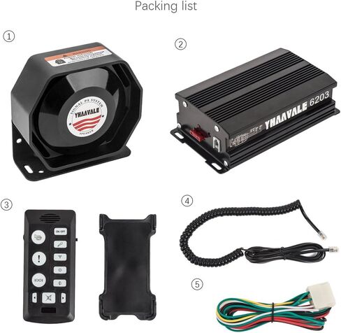 Car Police Siren,6203 Amplifier & Metal Ultra Slime Speaker,DC12V 100W Multi-Tones Handheld Remote Control with Mic Loudspeaker Emergency Electronic PA System in Saudi Arabia