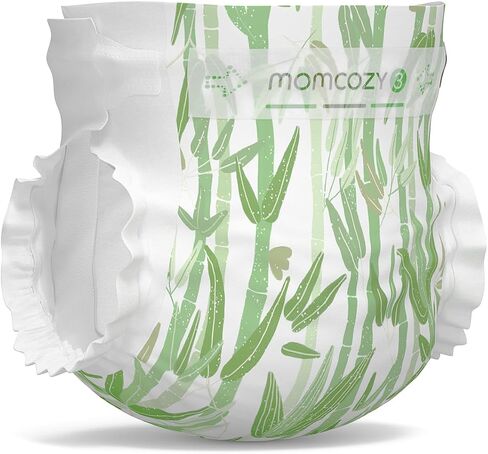 Momcozy Baby Diapers, Baby Diapers Natural Bamboo Diapers Hypoallergenic for Sensitive Skin, Absorbent Disposable Diapers, Soft Organic Diapers Size 3(66 Count) in Saudi Arabia