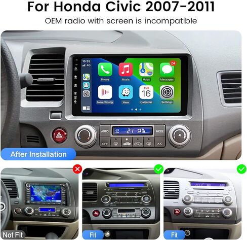 Dasaita 9" Car Stereo for Honda Civic (2006-2011) | Touch Screen Radio Receiver with Apple Carplay & Android Auto, Bluetooth 5.0, MP3, Mirror Link, AM/FM & A/V Support | Upgraded IPS Display. in Saudi Arabia