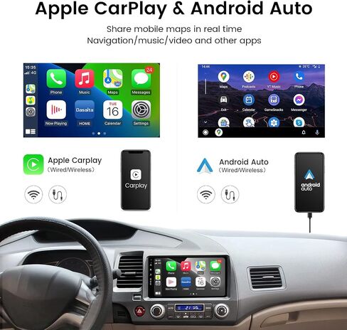 Dasaita 9" Car Stereo for Honda Civic (2006-2011) | Touch Screen Radio Receiver with Apple Carplay & Android Auto, Bluetooth 5.0, MP3, Mirror Link, AM/FM & A/V Support | Upgraded IPS Display. in Saudi Arabia