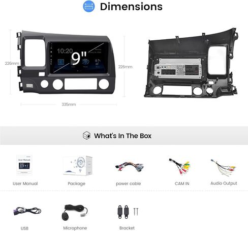 Dasaita 9" Car Stereo for Honda Civic (2006-2011) | Touch Screen Radio Receiver with Apple Carplay & Android Auto, Bluetooth 5.0, MP3, Mirror Link, AM/FM & A/V Support | Upgraded IPS Display. in Saudi Arabia