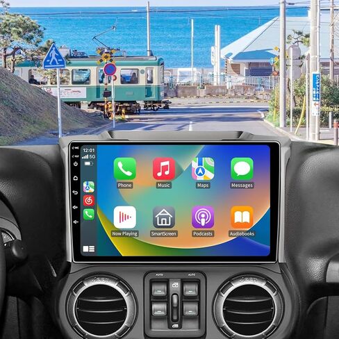 راديو ستيريو للسيارة 5GWiFi 4GB+32GB لسيارة Jeep Wrangler JK Compass Gand Cherokee Dodge Ram - Carplay اللاسلكي ونظام الملاحة GPS التلقائي بنظام Android - شاشة لمس 10.2 بوصة بلوتوث RDS FM SWC in Kuwait
