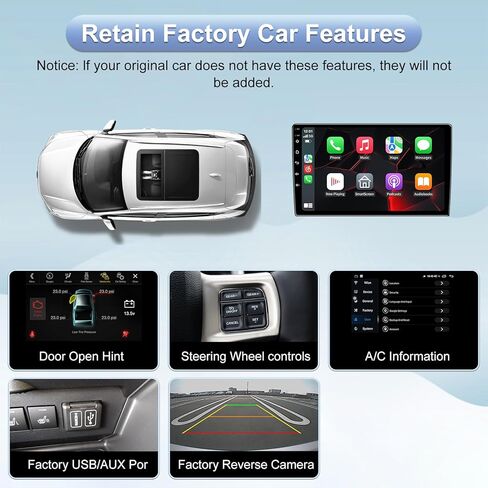 راديو ستيريو للسيارة 5GWiFi 4GB+32GB لسيارة Jeep Wrangler JK Compass Gand Cherokee Dodge Ram - Carplay اللاسلكي ونظام الملاحة GPS التلقائي بنظام Android - شاشة لمس 10.2 بوصة بلوتوث RDS FM SWC in Kuwait