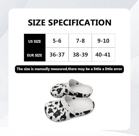 AJKSFHIU Cow Clogs Cow Slippers with Socks and 10 Random Shoe Buckles Slip On Casual Water Cow Shoes Indoor Outdoor Sandals for Women's Girls in Saudi Arabia