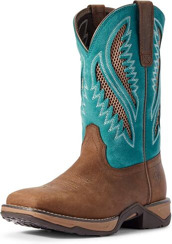 حذاء Ariat النسائي Anthem VentTEK Western Boot بلون الشوكولاتة/فيروزي 11 in Saudi Arabia