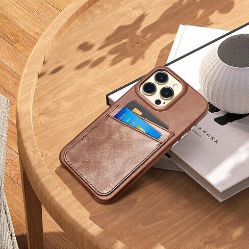 Premium Genuine Leather Wallet Case, Compatible with iPhone 15,Slim Shockproof Phone Case with 2 Credit Card Holder Slots,Raised Edges Protect Camera,6.1 in Classic Black in Saudi Arabia
