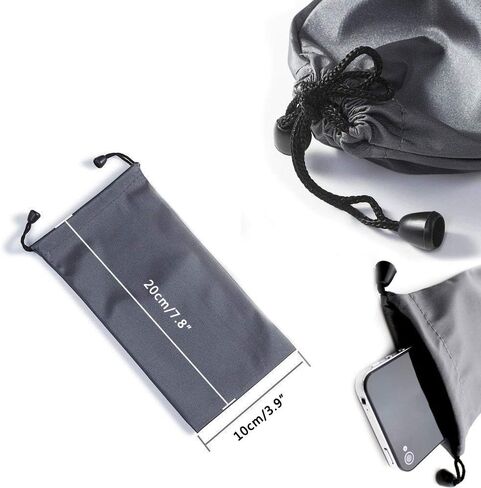 AKOAK Microfiber Waterproof Drawstring Pouch,Soft Storage Bag for Cell Phones Power Bank and More,Grey,Pack of 6 in Saudi Arabia