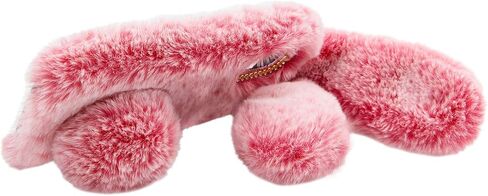 3D Bunny Ears Plush Case for iPod Touch 5/6 / 7 with Crossbody Strap, Winter Warm Handmade Bling Diamond Soft Rabbit Fluffy Furry Fur Shockproof Protective Phone Cover, Grey in Saudi Arabia