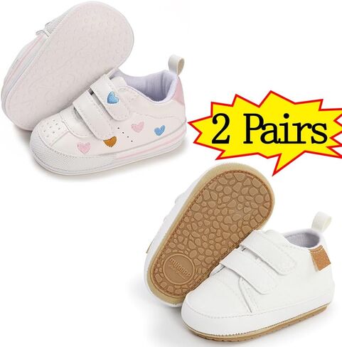 2Pairs Baby Shoes Boys Girls Non-Slip Rubber Sole Sneakers Infant Toddler Crib First Walker Shoes in Saudi Arabia