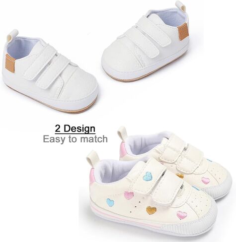 2Pairs Baby Shoes Boys Girls Non-Slip Rubber Sole Sneakers Infant Toddler Crib First Walker Shoes in Saudi Arabia