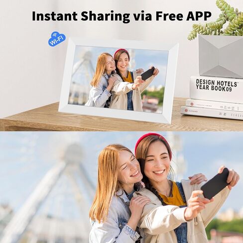 Digital Picture Frame 10.1 Inch WiFi Digital Photo Frame Electronic Picture Frame Slideshow, 16GB Storage, Wall-Mounted, Easy to Upload Photo and Video Instantly via Free APP(White) in Saudi Arabia