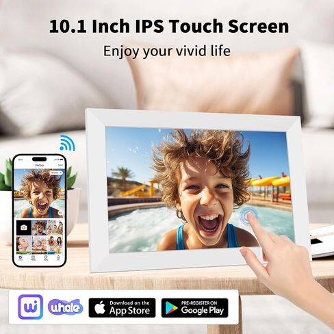Digital Picture Frame 10.1 Inch WiFi Digital Photo Frame Electronic Picture Frame Slideshow, 16GB Storage, Wall-Mounted, Easy to Upload Photo and Video Instantly via Free APP(White) in Saudi Arabia