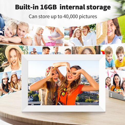 Digital Picture Frame 10.1 Inch WiFi Digital Photo Frame Electronic Picture Frame Slideshow, 16GB Storage, Wall-Mounted, Easy to Upload Photo and Video Instantly via Free APP(White) in Saudi Arabia