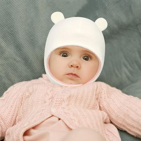 Baby Winter Hat Reversible Baby Hat and Mitten Set Newborn Hat Kids Toddler Winter Hat Boys Girls Fleece Bear Baby Hats in Kuwait