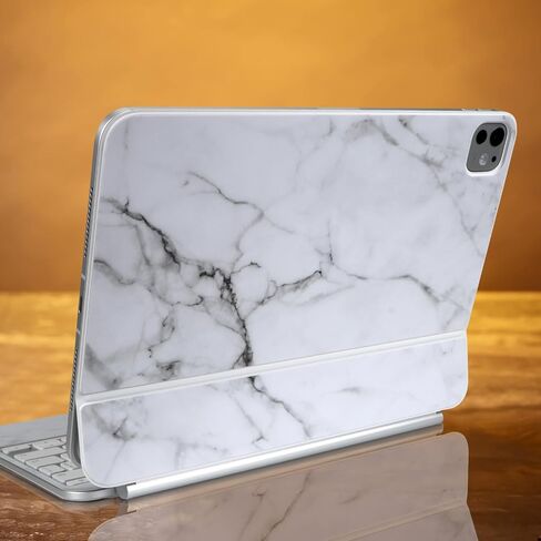 ملصق IMMOENUC 3 في 1 للأجهزة اللوحية ملصقات ملونة لجهاز iPad Pro M4 لوحة المفاتيح السحرية مقاس 13 بوصة حافظة واقية لكامل الجسم مصنوعة من الفينيل ومواد متينة غطاء ملتف ذاتي اللصق، مقطوع مسبقًا (أبيض رخامي) in Saudi Arabia