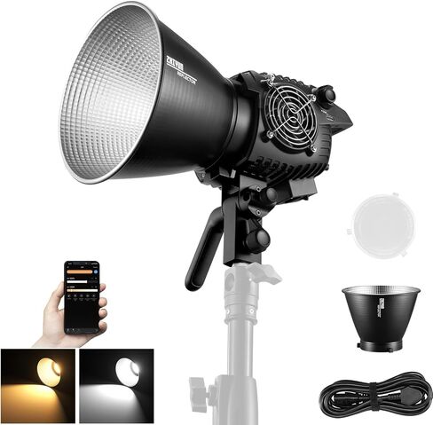 ZHIYUN MOLUS B200 200W Bi-Color LED Video Light, App Control 39990 Lux 2700K-6500K CRI 96+ Silent COB Light with 13 Light Effects Bowens Mount for Filmmaking Studio Photography Lighting in Saudi Arabia