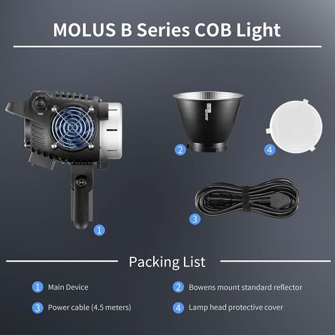 ZHIYUN MOLUS B200 200W Bi-Color LED Video Light, App Control 39990 Lux 2700K-6500K CRI 96+ Silent COB Light with 13 Light Effects Bowens Mount for Filmmaking Studio Photography Lighting in Saudi Arabia
