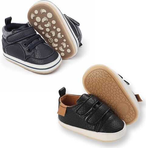 2Pairs Baby Shoes Boys Girls Non-Slip Rubber Sole Sneakers Infant Toddler Crib First Walker Shoes in Saudi Arabia