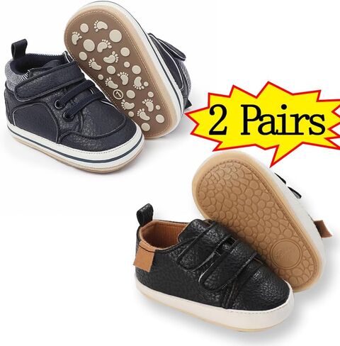 2Pairs Baby Shoes Boys Girls Non-Slip Rubber Sole Sneakers Infant Toddler Crib First Walker Shoes in Saudi Arabia