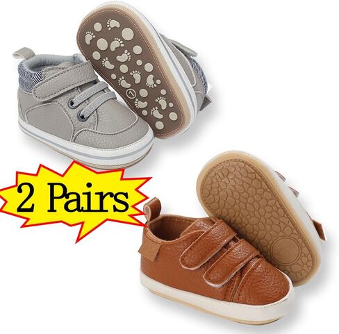 2Pairs Baby Shoes Boys Girls Non-Slip Rubber Sole Sneakers Infant Toddler Crib First Walker Shoes in Saudi Arabia