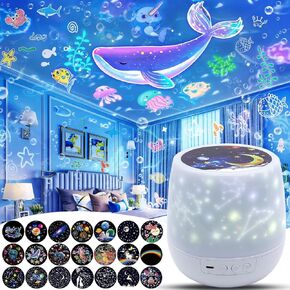 21 Sets of Films, Kids Night Light Projector for Bedroom, Ceiling, Baby Night Light Projector, Star Galaxy Projector with 360° Rotating for Kids Baby Girls, Birthday, Christmas, Nursery, Room Decor
