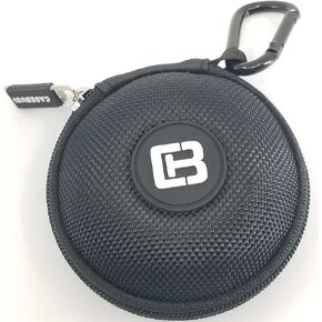 Round Earbud and Phone Charger Storage Case with Carabiner | Black Ballistic Nylon