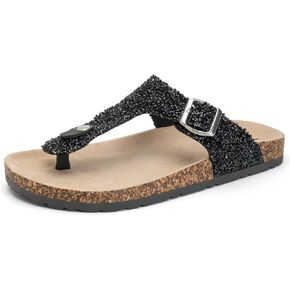 Torotto Womens Slides with Cork Footbed Open Toe Adjustable Webbing Flat Sandals for Walking | Beach | Indoor