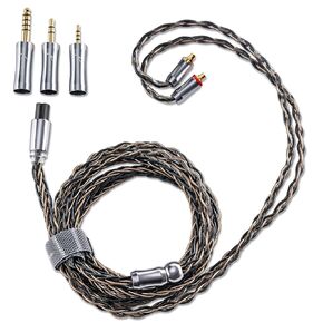 QOA Leyding IEM Cables with 3 Replaceable Plugs, in Ear Monitor Earphone Cable 8 Core OFC & Alloy Copper with 5N Silver-plated Cable (0.78mm 2 pin)