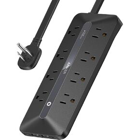 Flat Plug Power Strip, Anker 12-in-1 USB C Power Strip with 8 AC Outlets, 2 USB C, 2 USB A Ports, 5 ft Extension Cord, Slim Desk Charging Station, 900J Surge Protection, 35W Max for Home, Office, Dorm