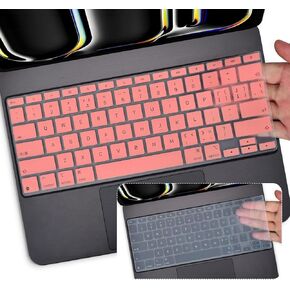 2PCS Keyboard Cover Skin for 2024 iPad Pro 13 inch M4 Chip (A2925/A2926) Magic Keyboard, iPad Pro 13" M4 Keyboard Protective Accessories, Black+Clear