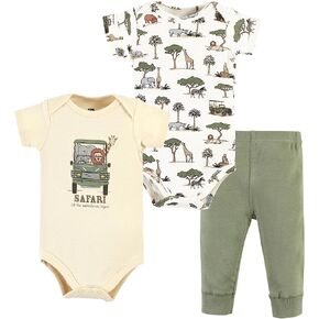 Hudson Baby Unisex Baby Cotton Bodysuit and Pant Set, Going On Safari Short Sleeve, 6-9 Months