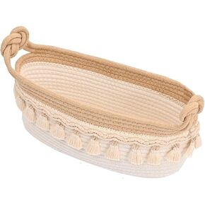 Woven Baskets for Organizing, 12.5"x6.5"x5" Small Baskets for Gifts Empty Toilet Paper Storage Baskets with Handles Decorative Basket for Shelves Bedroom Nursery Halloween