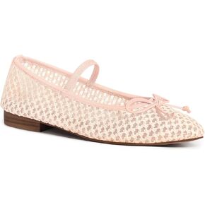 Mesh Ballet Flats for Women Woven Raffia Round Toe with Bow Ballerina Flats Mary Jane Slip On Ladies Casual Strap Dress Shoes