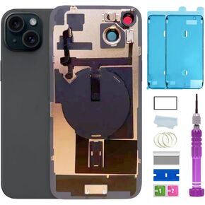 15 Plus Back Glass Replacement with Plate & Flex Cable and All Parts for iPhone 15plus Back Cover Glass (Blue, 6.7 Inch) + Waterproof Tape + Repair Tools (Blue)