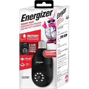 Energizer Connect Smart 1080p HD Outdoor Security Socket Camera with Siren Alarm, Remote Access, Motion Alerts, 2 Way Audio and Night Vision, Black