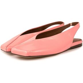 Women's Squared Toe Slingback Flats Ballet Leather Upper Marj Jane Flat Casual Dressy Fashion Shoes