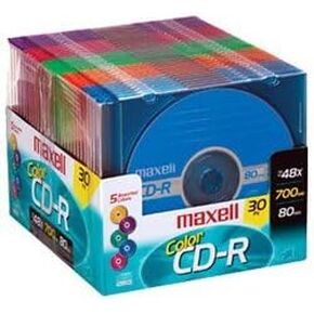 ماكسيل CDR 700 ميجابايت 80 دقيقة 48X COL-W/Slim JC 30PK (648230)