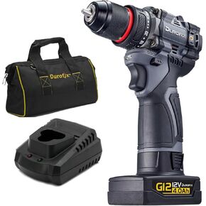 Durofix RK12136-PG G12 Series 12V 3/8" Cordless Drill Driver Kit w/ 4.0 Ah Battery & Canvas Bag, Variable Speed Electric Screwdriver 1,800 RPM