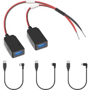 YQMAJIM Dashcam Power Adapter,(Universal) Compatible with All Models,Dual DC Buck Converter 12V to 5V,Dash Cam Hardwire Kit,Built-in Hide USB to GPS Radar Mirror Camera Dashcam Charger Adapter Cable