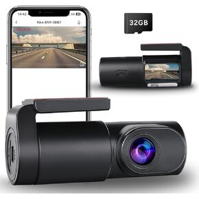 Dash Cam Front - with 32GB SD Card Mini WiFi DashCam for Cars 1080P 0.96" Mini Screen Car Dash Camera with 24H Parking Monitor Super Night Vision Loop Recording App Control 140° Wide-Angle